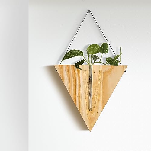 Veichin Indoor Wall Planter, Bohemia Flower Vase, Propagation Station, Wooden Hanging Planter, Wall Decor for Living Room (Triangles/Set of 3)